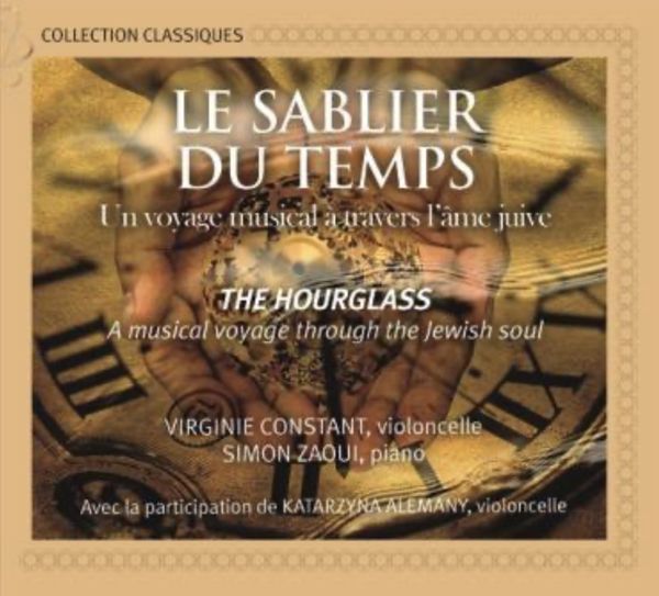 Pochette du disque Le Sablier du temps : un cadran ancien en arrière-plan et deux mains tenant un sablier